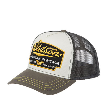 Бейсболка STETSON арт. 7751103 TRUCKER CAP AMERICAN HERITAGE (оливковый / белый)