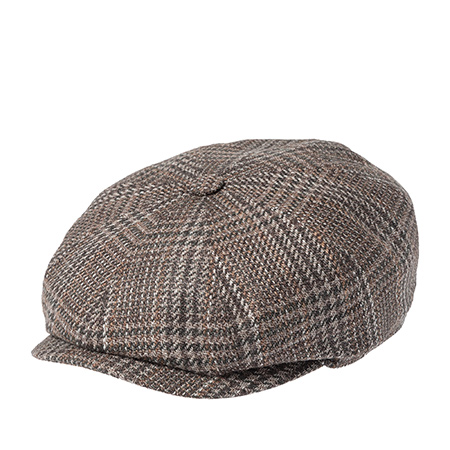 Кепка STETSON арт. 6840359 HATTERAS CHECK VIRGIN WOOL/SILK CERRUTI (темно-коричневый / бежевый)