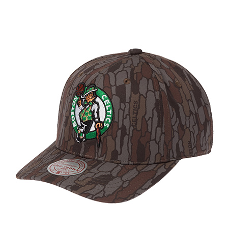 Бейсболка MITCHELL NESS арт. HP15007-BCECAMO Boston Celtics NBA (серый / коричневый)