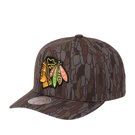 Бейсболка MITCHELL NESS арт. HP15005-CBHCAMO Chicago Blackhawks NHL (серый / коричневый)