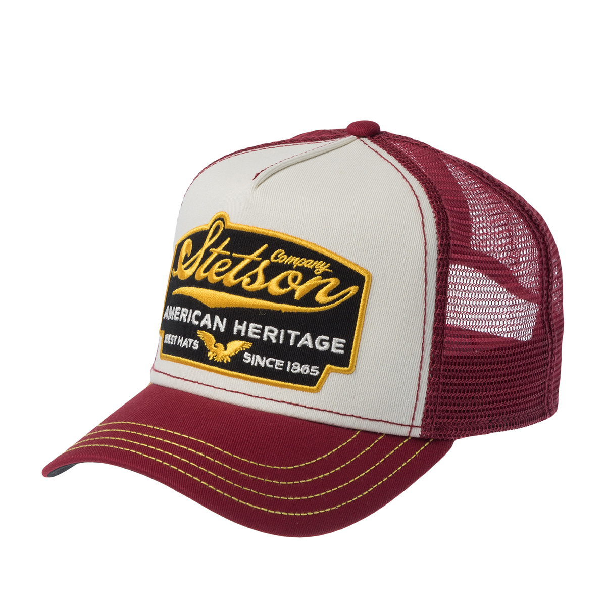 Бейсболка STETSON арт. 7751103K TRUCKER CAP AMERICAN HERITAGE (бордовый / белый)