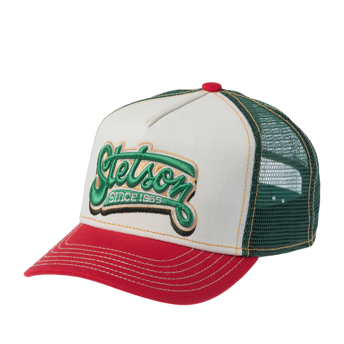 Бейсболка STETSON арт. 7761162K TRUCKER CAP LETTERING (белый / красный / зеленый)