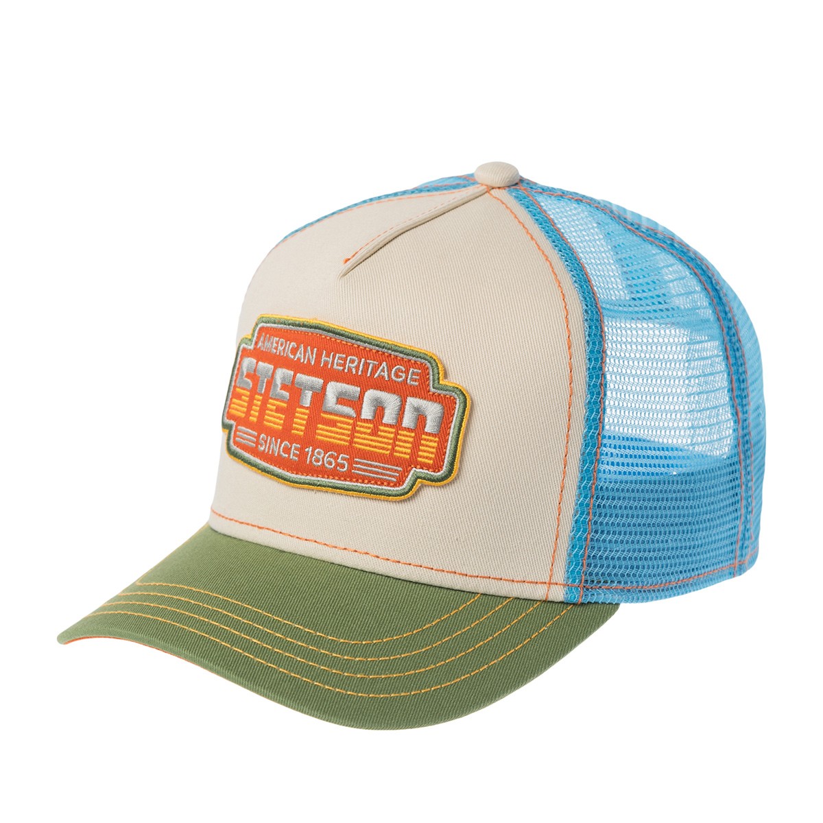 Бейсболка STETSON арт. 7741102K TRUCKER CAP LIGHTNING (кремовый / зеленый)