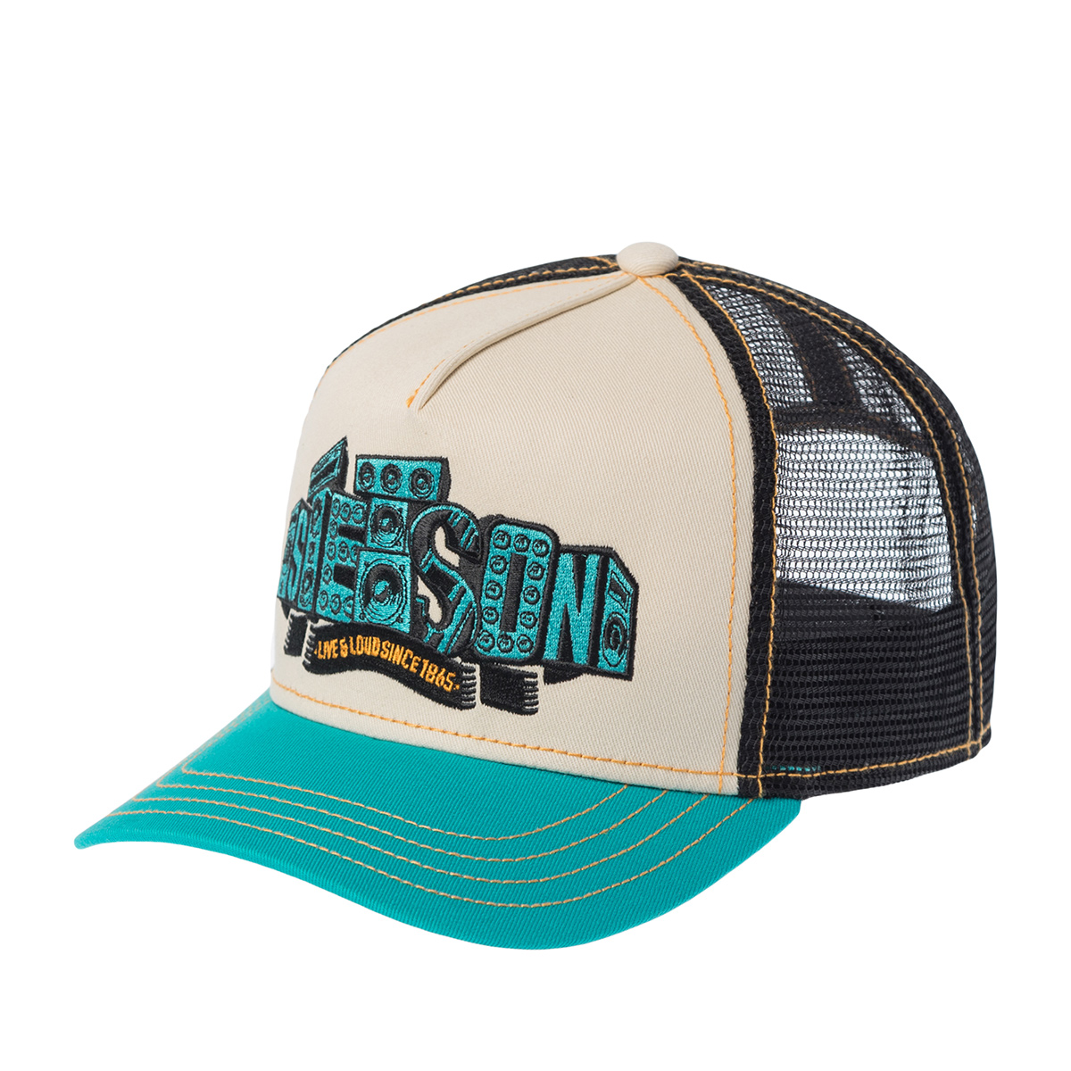 Бейсболка STETSON арт. 7741121K TRUCKER CAP SOUNDBOX (кремовый / бирюзовый)