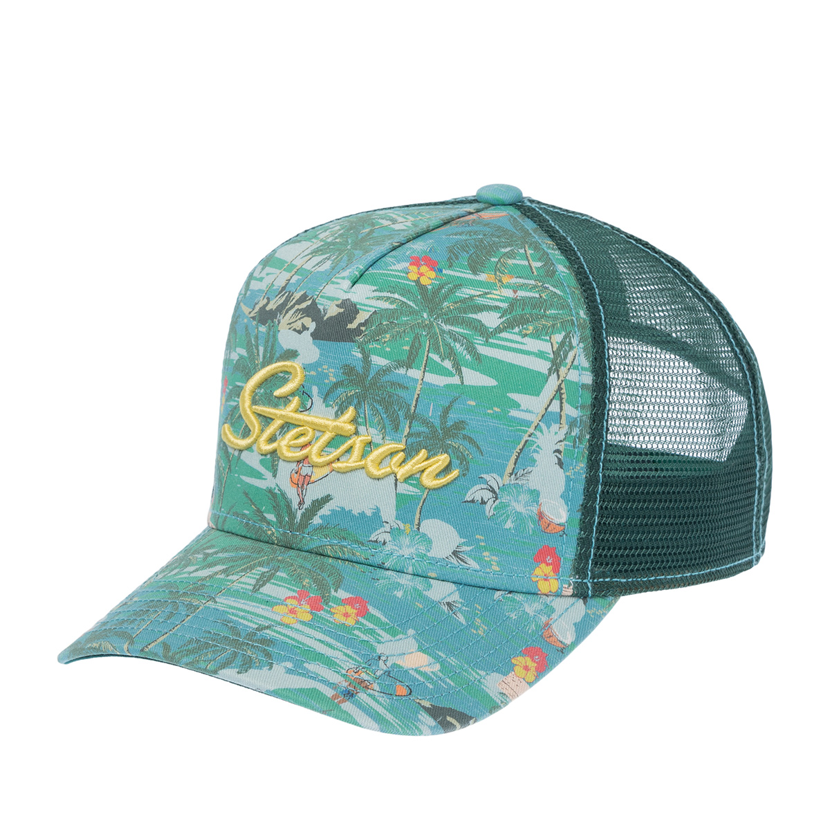 Бейсболка STETSON арт. 7741126 TRUCKER CAP ALOHA PRINT (голубой / желтый)
