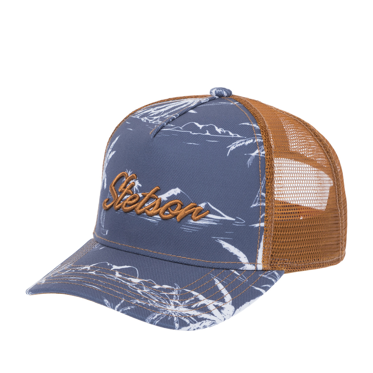 Бейсболка STETSON арт. 7741127 TRUCKER CAP MINIMAL ALOHA PRINT (синий / коричневый)
