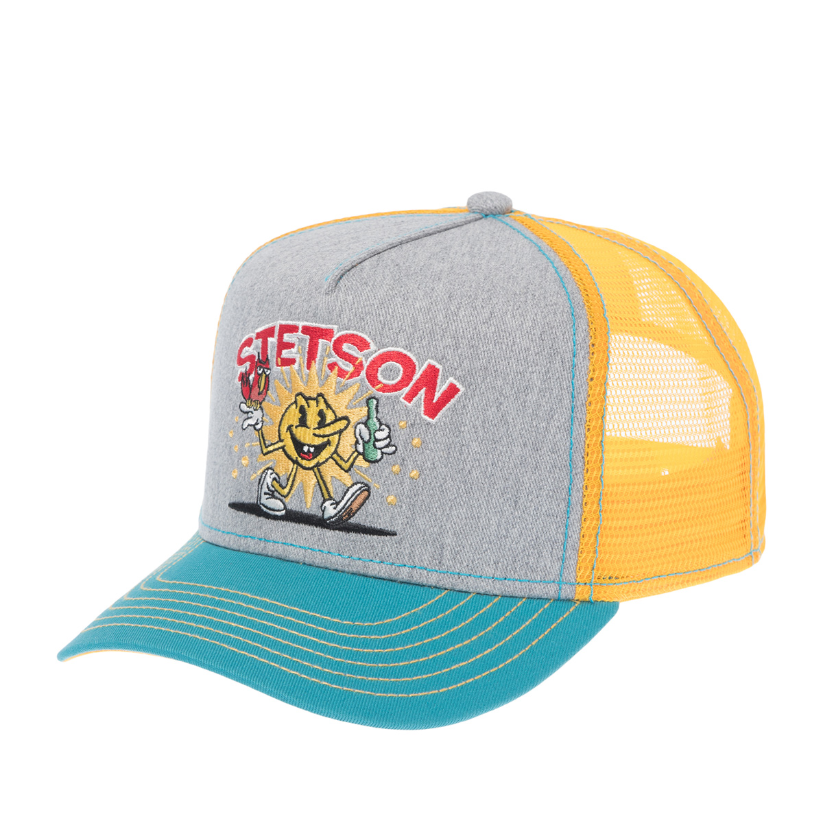 Бейсболка STETSON арт. 7761183K TRUCKER CAP FUN (серый / бирюзовый)