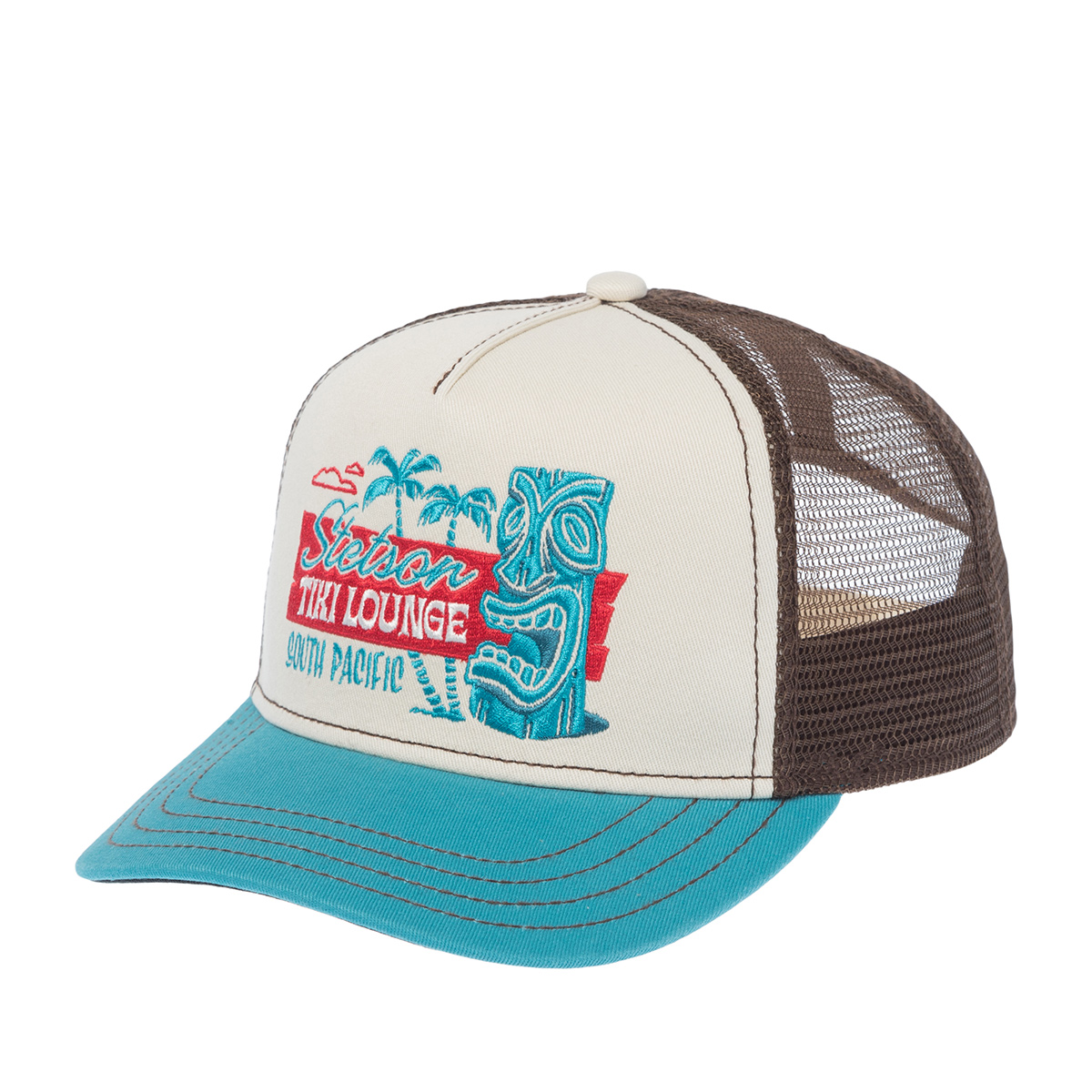 Бейсболка STETSON арт. 7751195K TRUCKER CAP TIKI LOUNGE (бирюзовый / белый)