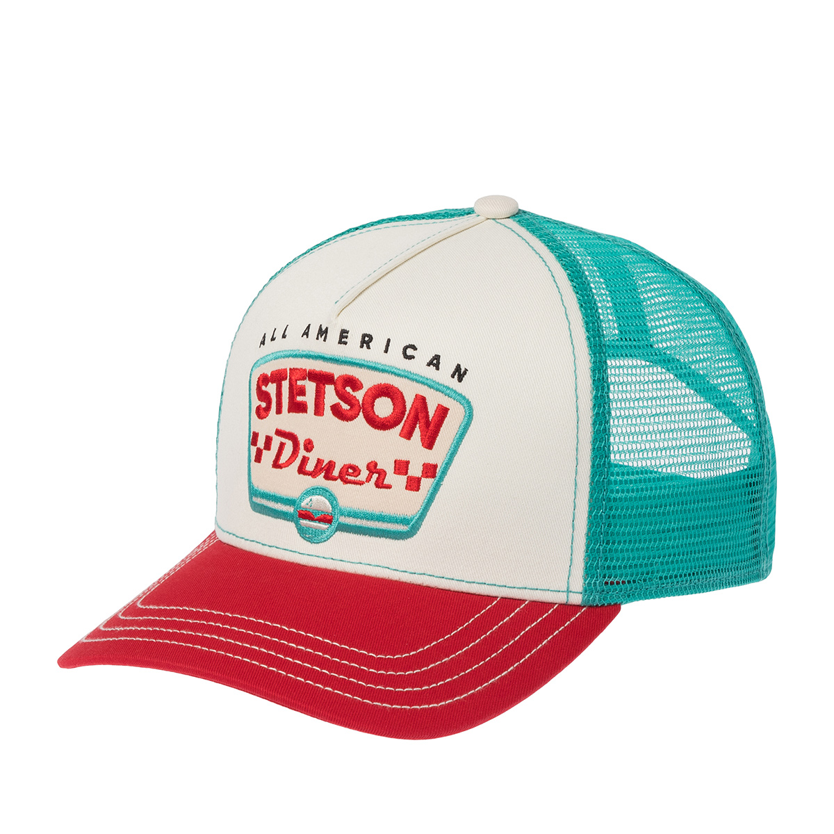 Бейсболка STETSON арт. 7741158 TRUCKER CAP STETSON DINER (кремовый / красный)