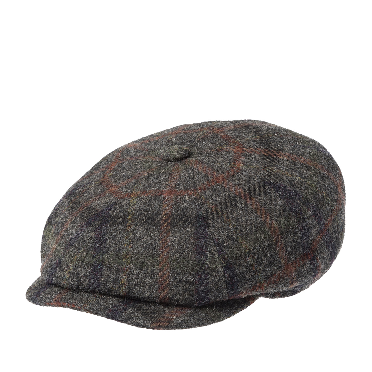 Кепка STETSON арт. 6870305 HATTERAS CHECK HARRIS TWEED (серый / оранжевый)