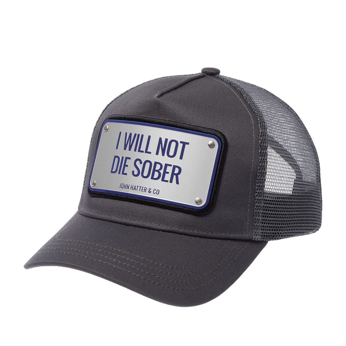 Бейсболка JOHN HATTER арт. 1-1054-U00 I Will Not Die Sober (темно-серый)
