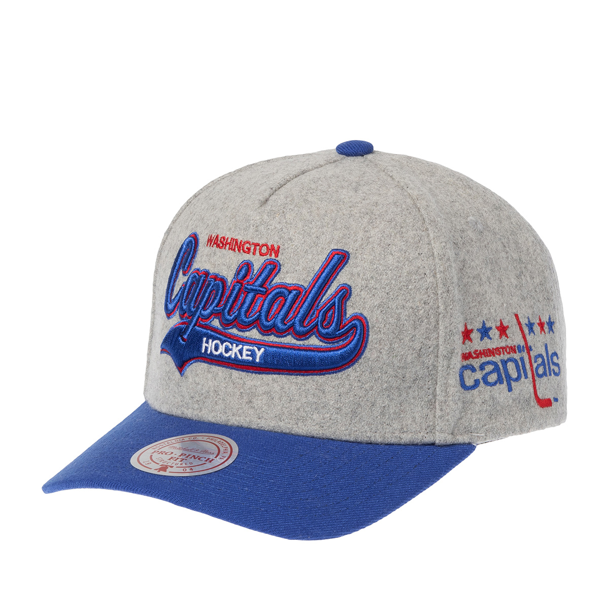 Бейсболка MITCHELL NESS арт. HP14538-WCAGREY Washington Capitals NHL (серый / синий)